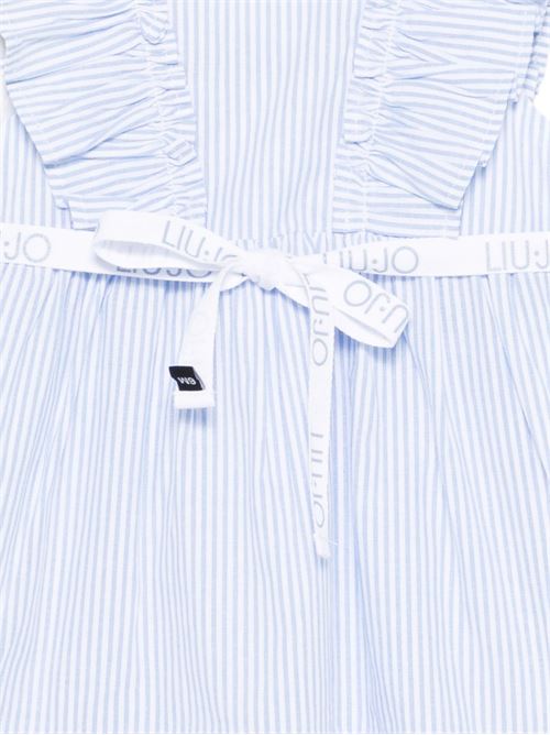 Abito Liu Jo Kids da neonata blu a righe con volant e cintura removibile LIU-JO baby | HA6031T340AL9013
